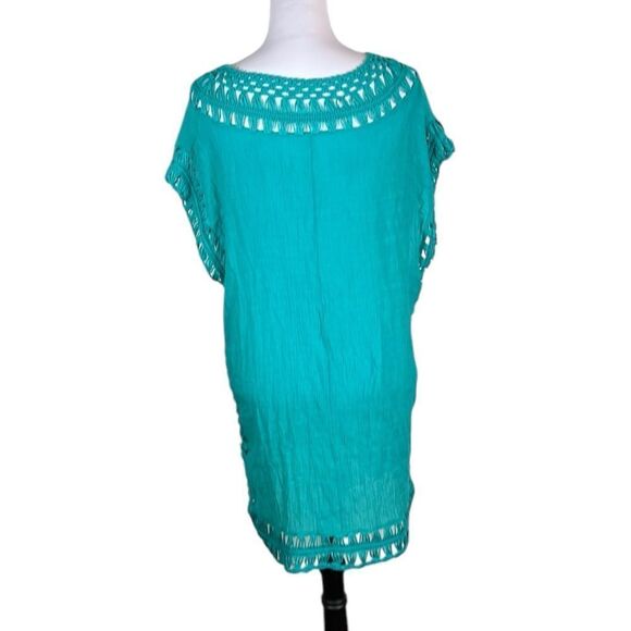 Teal Crochet Swim Cover-Up, OS - Picture 2 of 6